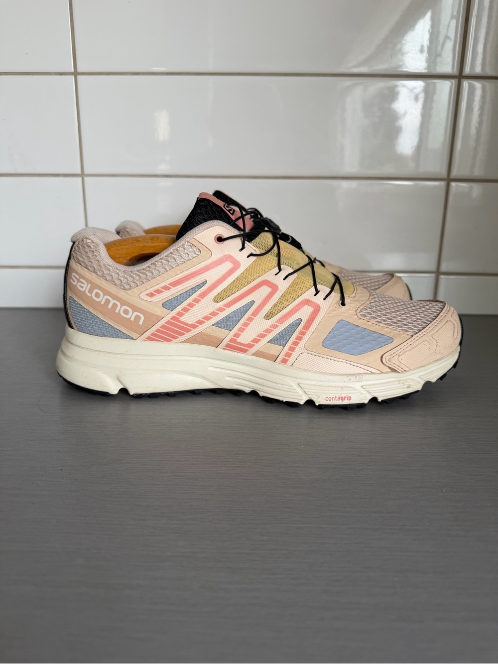 Salomon X Mission 4 Lightweight Trail Sneaker in Pale Pink & Blue
